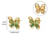 Pendientes de mariposa con piedra ojo de gato colorida europea y americana, pendientes de acero inoxidable chapados en oro de 18 quilates, accesorios para mujer, venta caliente transfronteriza, sensación de alta gama