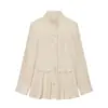 Chaqueta Elegante de Moda Nueva 2026 Estilo Europeo y Americano Transfronterizo para Mujer al por Mayor Simple Cuello Alto Mezcla Ajustada 2572998