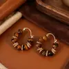 Pendientes Retro de Ojo de Tigre Color Ámbar para Otoño e Invierno con un Toque de Lujo Ligero y de Alta Gama, Pendientes de Aguja de Plata Modernos y Exquisitos