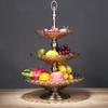 Estante para platos de frutas de tres capas de cristal de estilo europeo, mesa de centro moderna y creativa de estilo americano para sala de estar, plato de frutas de doble capa multicapa para el hogar