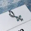 Colección de Pendientes de Circonita Verde Brillante, Pendientes de Circonita Incrustados con Diamantes, Pendientes de Aro de Venta Caliente Transfronteriza, Accesorios para Orejas de Mujer