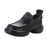 Mocasines Retro de Boca Profunda con Tacón Grueso Nuevo Estilo 2026 Suela Suave Zapatos Pequeños de Cuero Otoño Slip-on Suela Gruesa Zapatos para Madre