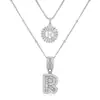 Collar con Colgante de Letra Inicial A-Z Transfronterizo Europeo y Americano Moda Personalidad Doble Capa Letra Colgante de Diamante Cadena de Clavícula