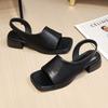 Talla 35-43 Talla Grande Zapatos de Mujer Tacón Grueso Sandalias Romanas Ropa Exterior de Mujer Verano Nueva Moda Sandalias de Punta Cuadrada para Mujer