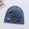 Chapéus infantis estilo coreano para primavera e outono, toucas de tricô estampadas de inverno para bebês, chapéus de puxar de algodão puro de camada dupla
