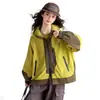 Jaqueta corta-vento com capuz e blocos de cor casual para meninas 2026 Outono Novo Estilo Impermeável à prova de vento Solta Versátil Peça de Outerwear