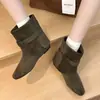 Botines Retro de Punta Cuadrada con Tacón Oculto para Mujer 2026 Nueva Moda Hebilla de Cinturón Adelgazantes Versátiles Botines Cortos Botas de Moda