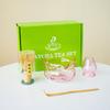 Juego de Té Matcha de Vidrio 7 Piezas Transparente Alto Borosilicato Rosa Set de Caja de Regalo Japonés Tazón para Matcha Batidor de Té Venta al por Mayor