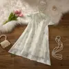 Vestido Cheongsam Bordado Estilo Chinês para Meninas Vestido Cheongsam Melhorado Estilo Antigo de Fada para Crianças Fantasia Retro para Festival e Performance