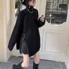 Suéter Asimétrico de Punto Medio Casual Holgado Perezoso Chic de Nicho con Cremallera Lateral Nuevo Diseño Otoño e Invierno para Mujer