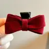 Presilha Pequena de Cabelo Laço Vermelho de Ano Novo Infantil para Meninas, Acessório de Cabelo de Princesa Veludado Fofo