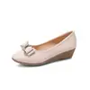 Zapatos de Trabajo para Mujer de Cuero de Vaca con Suela, Tacón Almohada Blanco, Cuña de Tacón Bajo, Punta Redonda, Novedad Primavera/Verano/Otoño 2026