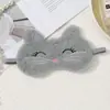Máscara de Olho de Pelúcia Fofa de Desenho Animado Transfronteiriça, Máscara de Olho Bloqueadora de Luz de Pele de Coelho Sintética de Gatinho, Máscara de Olho para Dormir da Moda Atacado