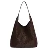 Bolso Tote de Lona de Gran Capacidad con Estampado de Leopardo a la Moda para Mujer 2025 Otoño Nuevo Bolso de Hombro Único Retro de Gama Alta