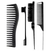 Set de Cuatro Piezas de Peine Transparente de Colores con Purpurina Cepillo de Cejas de Doble Punta Cepillo para Bordes Cepillo para Levantar el Pelo Peine de Cola Puntiaguda Peine de Dientes Anchos