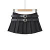 Novedad de verano 2023, minifalda plisada de cintura baja con doble cinturón para chica universitaria de estilo coreano