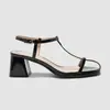 Sandalias de Verano de Tacón Grueso Estilo Europeo y Americano para Mujer, de Comercio Exterior Transfronterizo, Punta Abierta, de Moda, Versátiles, de una Sola Tira, Elegantes Tacones Altos