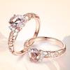 Novo Elegante Oval Champagne Cor Zircon Gem Oco Anel Aberto Feminino Estilo Coreano Anel de Zircão