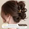 Presilha de Tubarão Grande de Cristal de Luxo de Alto Padrão para Cabelo Feminino Moda Versátil Presilha de Cabelo para Nuca Nova Presilha de Cabelo Acessório de Cabeça