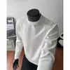 Moletom versátil e moderno para outono e inverno, cor sólida, gola redonda, mangas compridas, forrado com fleece, caimento solto, estilo pullover, novo design de uma marca popular