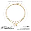 Al por mayor transfronterizo europeo y americano Joyería de acero inoxidable para mujer de lujo ligero de alta gama que no se decolora Collar de acero de titanio dorado para mujer