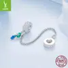 Dije de plata nuevo de silicona posicionamiento pluma cadena de seguridad simple nicho todo-partido s925 plata de ley pulsera DIY hilo