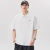 Polo de Lapela Bordada Peso Pesado 240g Tendência Masculina Solta Manga Curta Versátil Casual Verão Novo Top