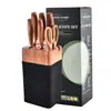 Comercio Exterior Más Vendido Mango de Madera con Textura Cubierto Acero Inoxidable Cuchillo Juego de Nueve Piezas con Soporte de Acrílico para Cuchillos Juego de Cuchillos de Cocina