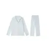 Conjunto de ropa de casa para mujer de seda de morera con botones, corte holgado, de frente abierto, pijama de manga larga, ropa de estar de color liso