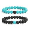 Pulseira de Contas Masculina Pulseira de Casal com Pedras Vulcânicas Pulseira com Contas de Pedra Olho de Tigre Amarelo para Venda Quente na Amazon