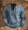 Sudadera con media cremallera de moda para hombre, punto grueso, impresión digital 3D, estación independiente de Amazon transfronteriza europea y americana 2025