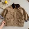 Ropa Exterior para Niños 2025 Otoño e Invierno Chaqueta de Cuadros Marca de Moda Estilo Japonés para Niños Abrigo Rompevientos Estilo Otoñal para Bebés y Niños Ropa para Niños