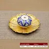 Porta-incienso Transfronterizo Adorno de Cerámica Quemador de Incienso de Aleación Estilo Japonés Base Bandeja para Incienso Uso en el Hogar Porta-incienso de Flujo Inverso Soporte para Incienso Juego de Dos