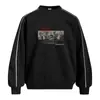 Moletom Masculino Solto com Gola Redonda, Estampa de Personagem e Costura, Estilo Primavera/Outono, Vibe Streetwear Americana, Blusa Esportiva Casual