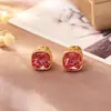 Pendientes Cuadrados de Zirconia Estilo Retro Francés, Pendientes de Moda de Lujo Ligero para Commuter con Temperamento, Pendientes de Estilo Minimalista Exquisito de Gama Alta