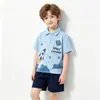 2026 Novo Terno de Manga Curta para Meninos Roupas de Verão Infantis Roupa de Verão para Bebê Estilo Coreano Tendência Conjunto de Duas Peças POLO