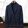 Cárdigan de Cachemira 2024 Chaqueta para Hombre Suave Agradable a la Piel Cuello Fruta Verde Punto Grueso Retorcido Prendas de Punto Casual Ropa Exterior Suéter