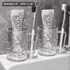 Vaso para enjuague bucal con patrón de glaciar, vaso transparente para cepillo de dientes para uso doméstico, vaso para lavarse con diseño de ondas de agua de lujo ligero, vaso para pasta de dientes y cepillado para dormitorio estudiantil