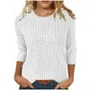 Suéter Casual de Lã Canelada Elegante Feminino, Novo Outono/Inverno, Versátil, Manga Três Quartos, Cruzamento de Fronteira Europeu e Americano Amazon