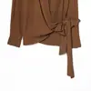 Comercio Exterior Wholesale Otoño Nueva Serie Estilo Europeo y Americano Tops de Moda Plisados de Doble Botonadura 9704057