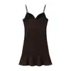 Vestido Sexy de Encaje Transparente con Tirantes Finos y Escote en V Profundo, Ceñido a la Cintura y Cadera, sin Espalda, Verano Europeo y Americano de Amazon
