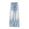 Calça jeans masculina com lavagem degradê, básica versátil estilo high street da moda, calça dad solta de perna larga reta