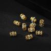 Cuentas huecas de circonita con incrustaciones de oro que conservan el color, cuentas de barril de aleación chapadas en oro, cuentas de barril hexagonales, cuentas sueltas