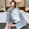 Pijama de Algodón Puro con Almohadillas en el Pecho para Mujer, Rayas de Manga Larga para Primavera y Otoño que se Pueden Usar Afuera, Conjunto de Ropa de Casa para Otoño e Invierno
