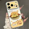 Bordado de Felpa Hamburguesa Aplicable a iPhone 18 Soporte de Espejo Ondulado Funda de Teléfono Apple 17 Pro Max Carcasa Galvanizada
