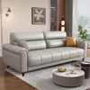 Sofá de couro minimalista italiano com padrão de teclas de piano resistente a arranhões de gato, adequado para salas de estar de vários tamanhos, um sofá de couro de linha reta de três ou quatro lugares para uso doméstico