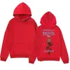 Sudadera con capucha de diseño de marca de moda con estampado de rosa y llama es simple y versátil