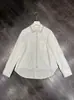 Shenzhen Nanyou Fornecimento Direto Primavera Nova Elegante Francês Gola de Pérola Algodão Puro Branco Lapela de Botão Único Camisa Curta