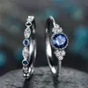 Anillo de Moda de Lujo Brillante de Circonita de Dos Piezas para Boda y Compromiso para Mujeres, de Venta Caliente Transfronteriza Europea y Americana