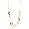 Rueda de la fortuna ovalada estampado de leopardo suéter largo de otoño e invierno para mujer collar diseño de personalidad acero inoxidable chapado en oro real de 18 quilates